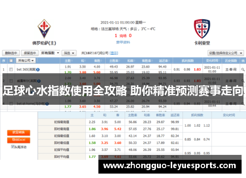 足球心水指数使用全攻略 助你精准预测赛事走向